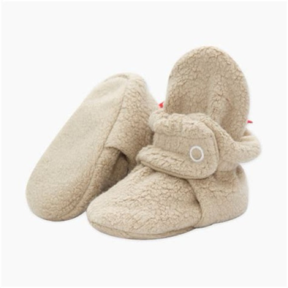 Zutano NWT Stay On Booties, Khaki Fleece,12 mo.